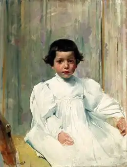 Joaquín Sorolla García vestido de blanco, 1896. Sorolla Museum⁠(d), Madrid. Fiul pictorului, "îmbrăcat în alb".
