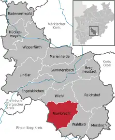 Poziția  Nümbrecht pe harta districtului Oberbergischer Kreis
