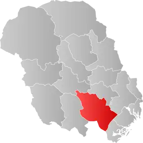 Poziția localității Drangedal