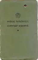 Copertă de pașaport Nansen; Poliția din Praga, Cehoslovacia, 1930