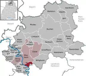 Poziția  Neckarzimmern pe harta districtului Neckar-Odenwald-Kreis