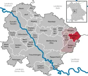 Poziția  Nennslingen pe harta districtului Weißenburg-Gunzenhausen