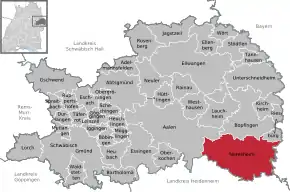 Poziția orașului Neresheim pe harta districtului Ostalbkreis