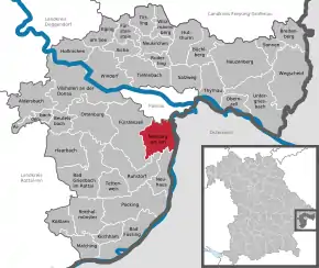 Poziția  Neuburg a.Inn pe harta districtului Passau
