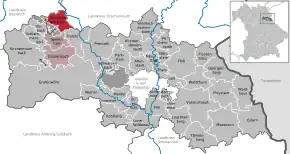 Poziția orașului Neustadt am Kulm pe harta districtului Neustadt a.d.Waldnaab