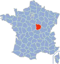 Poziția regiunii Nièvre