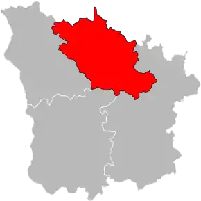 Arondismentul Clamecy în cadrul departamentului Nièvre
