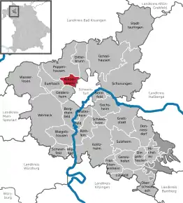 Poziția  Niederwerrn pe harta districtului Schweinfurt