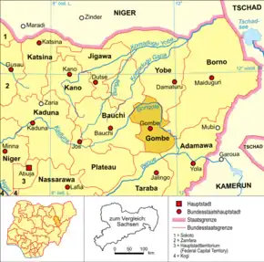Poziția localității Gombe
