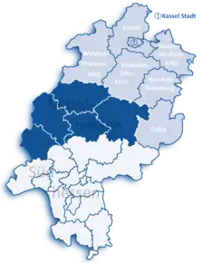 Poziția localității Regiunea admin. Kassel