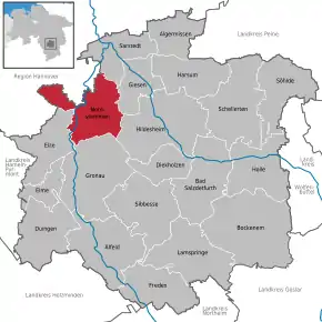 Poziția  Nordstemmen pe harta districtului Hildesheim