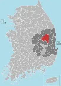 Poziția localității Andong