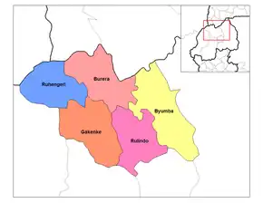 Districtele provinciei de Nord  în cadrul Rwandei