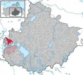 Poziția  Nossentiner Hütte pe harta districtului Mecklenburgische Seenplatte