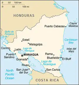 Poziția localității Managua