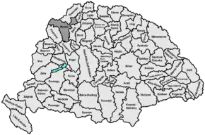 Hartă de poziționare pentru Comitatul Nitra (Nyitra)