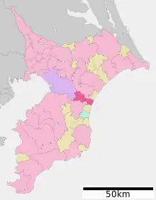 Poziția localității Ōamishirasato