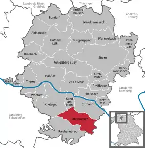 Poziția  Oberaurach pe harta districtului Haßberge