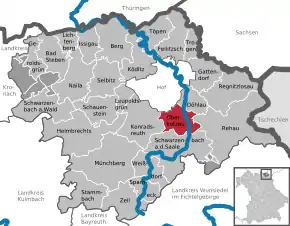 Poziția  Oberkotzau pe harta districtului Hof