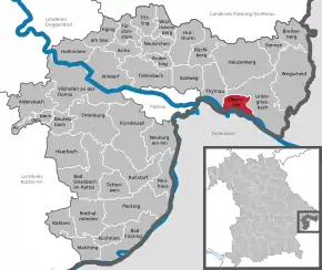 Poziția  Obernzell pe harta districtului Passau