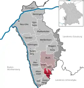 Poziția  Oberroth pe harta districtului Neu-Ulm