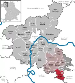 Poziția  Oberschwarzach pe harta districtului Schweinfurt