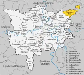 Poziția localității Oberstenfeld