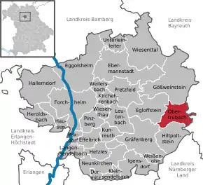 Poziția  Obertrubach pe harta districtului Forchheim