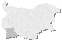 Harta regiunii Blagoevgrad în cadrul Bulgariei