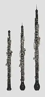 De la stânga: oboi, oboe d'amore și corn englez