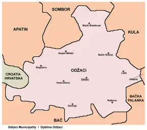Harta comunei Odžaci