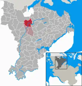 Poziția  Oeversee pe harta districtului Schleswig-Flensburg