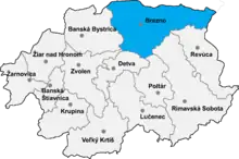 Poziția localității Districtul Brezno