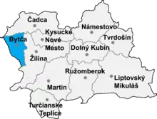 Poziția localității Districtul Bytča