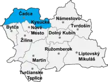 Poziția localității Districtul Čadca