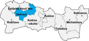 Poziția localității Districtul Gelnica