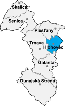 Poziția localității Districtul Hlohovec