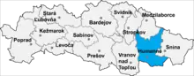 Poziția localității Humenné