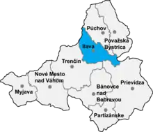 Poziția localității Districtul Ilava