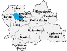 Poziția localității Districtul Kysucké Nové Mesto