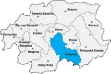 Poziția localității Districtul Lučenec