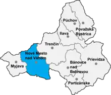 Poziția localității Districtul Nové Mesto nad Váhom