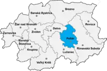 Poziția localității Districtul Poltár