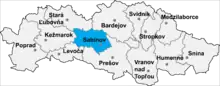 Poziția localității Districtul Sabinov