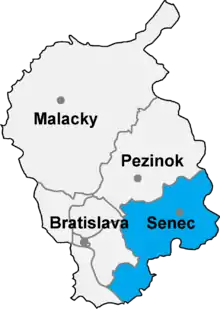 Poziția localității Districtul Senec
