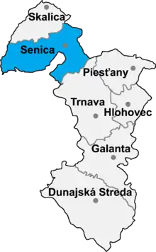 Poziția localității Districtul Senica