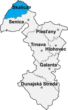 Poziția localității Districtul Skalica