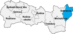 на карті Кошицького краю