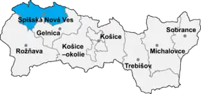 Poziția localității Districtul Spišská Nová Ves