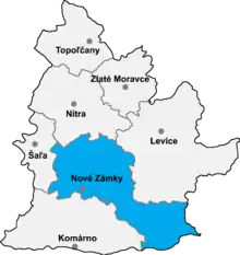 Poziția localității Districtul Nové Zámky